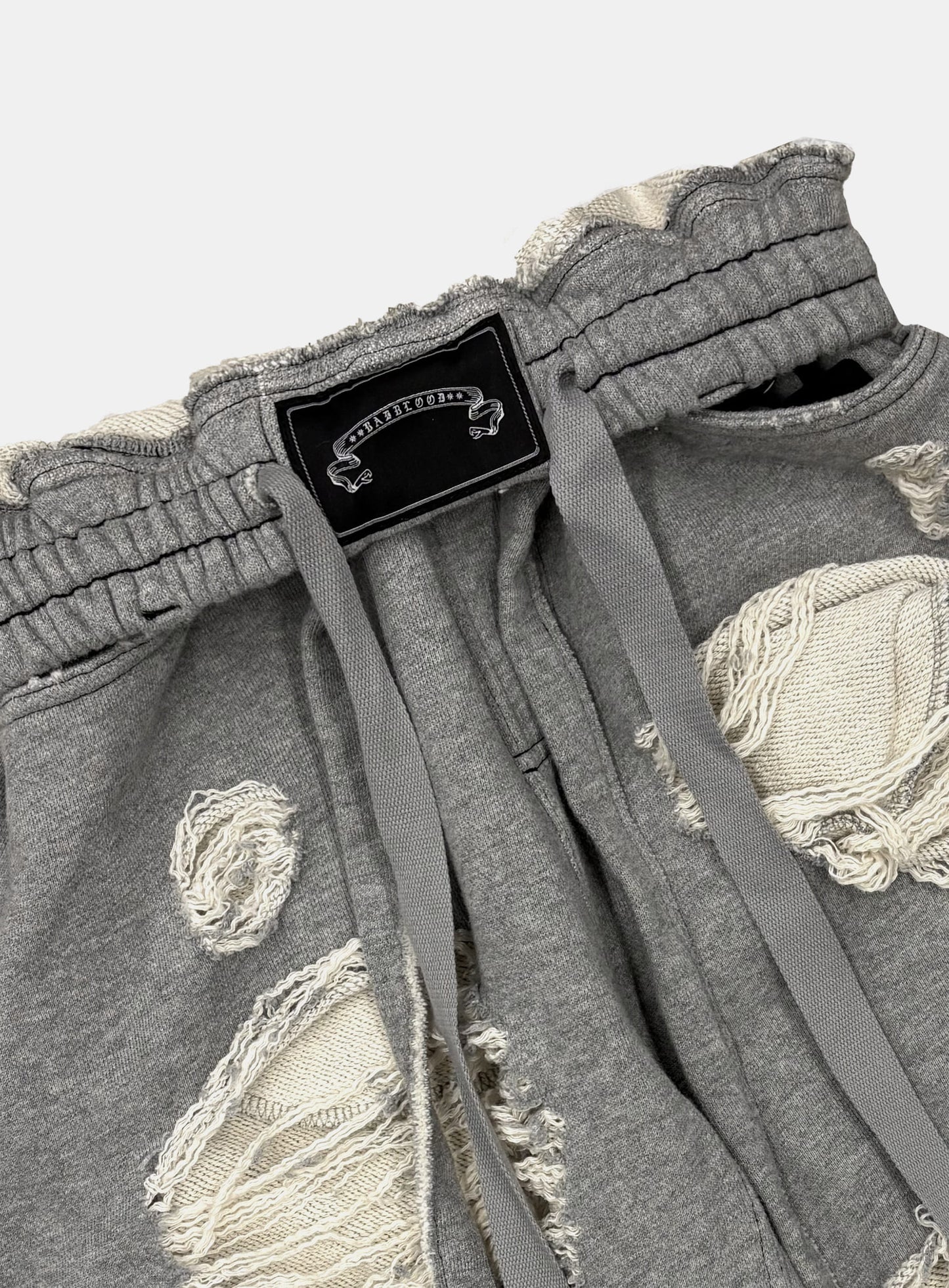 [w-pts25-129] Destroyed Raw-Edge Joggers - Gray