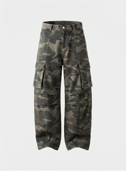 [w-pts26-069] Arc Curved Fit Cargo Pants - Camo