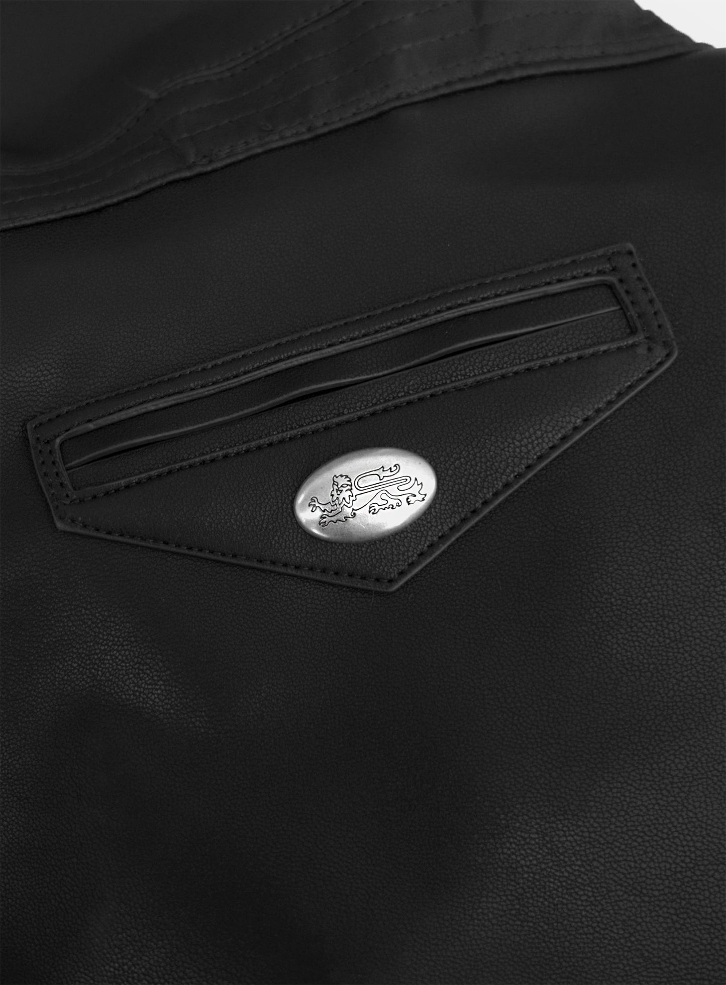 [w-jkt26-015] Leather High-Neck Jacket - Black