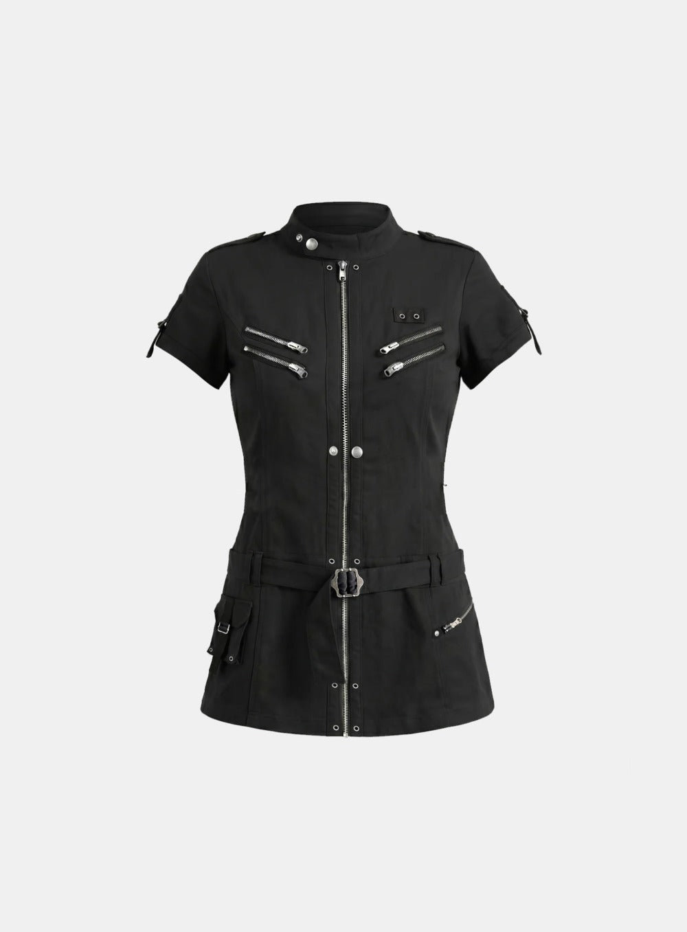 [w-drs26-002] Alpha 1 Utility 1/2 Sleeve Mini Dress - Black