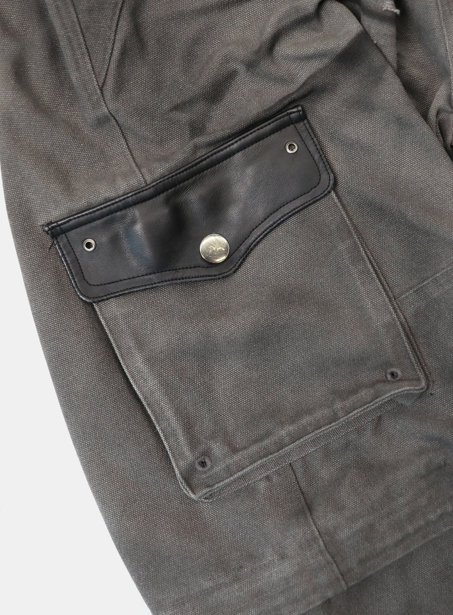 [w-pts25-114] Distressed Convertible Cargo Pants - Charcoal