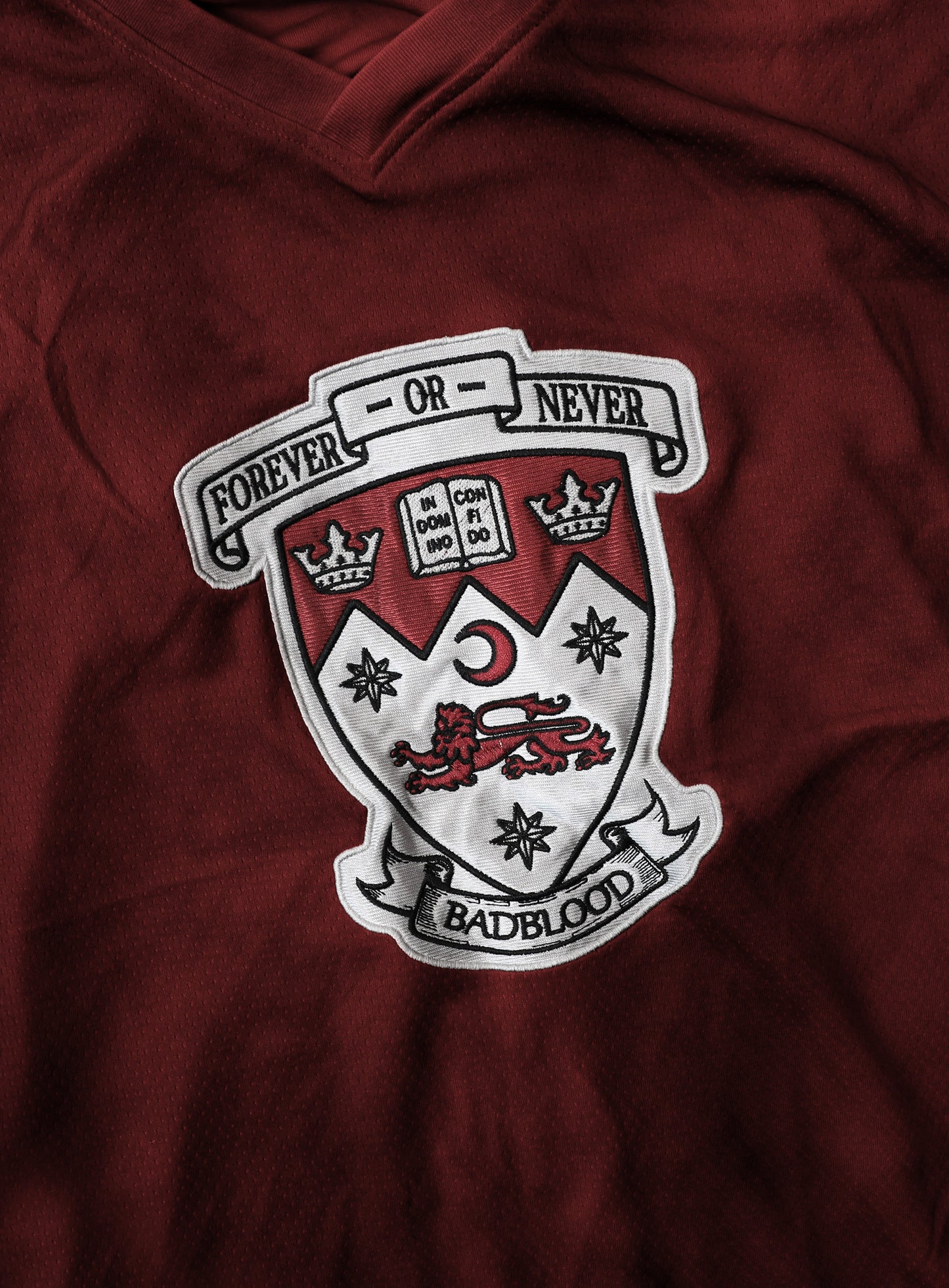 Shield M Contrast V-Neck Jersey Long Sleeve - Red