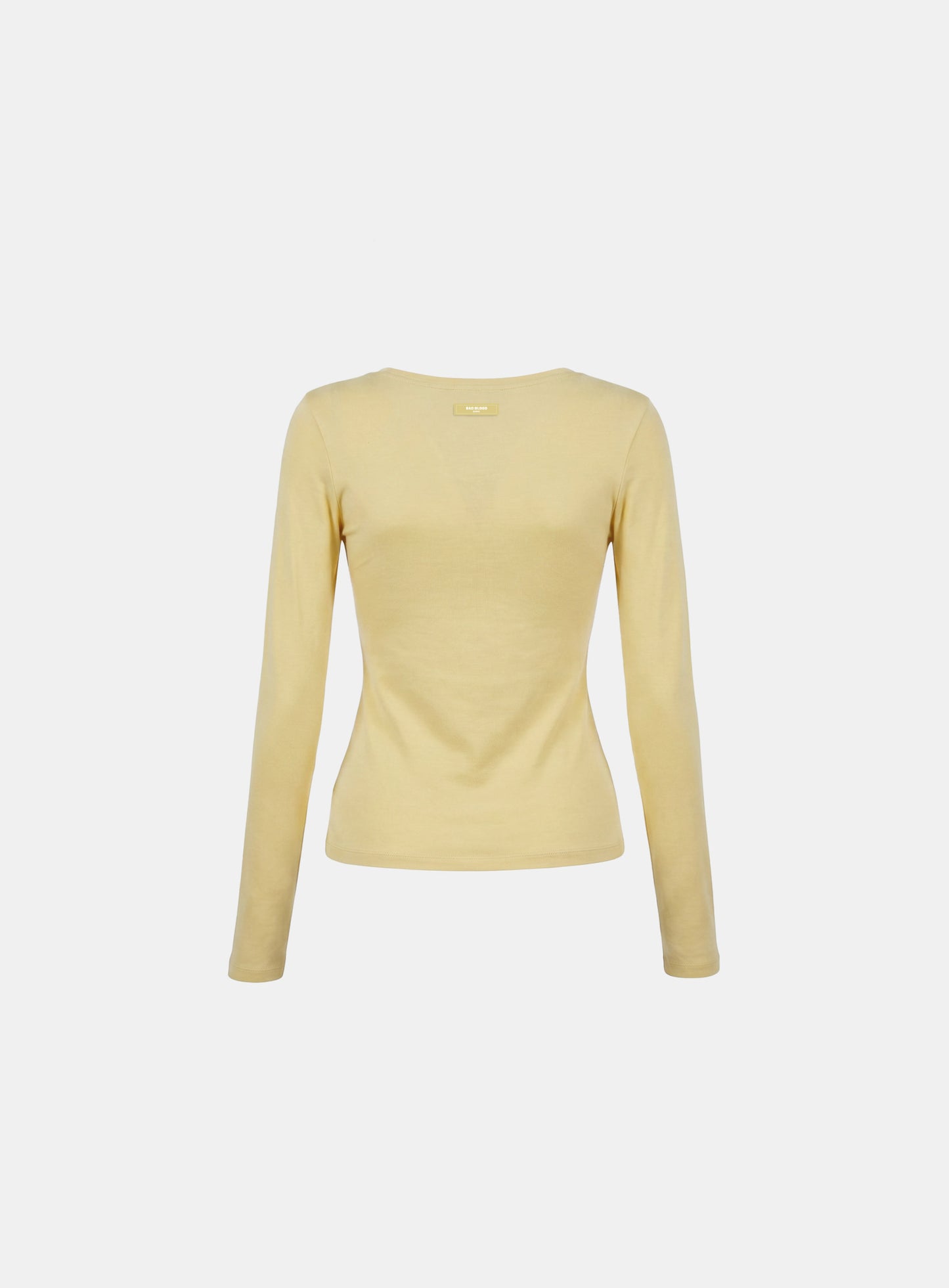 [w-tee26-197] Everyday Scoop Neck Long Sleeve T-Shirt - Yellow