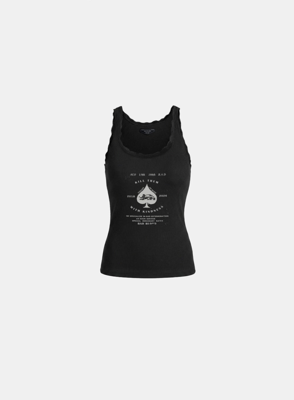 [w-tnk26-040] Ace of Spades Lace Tank - Black