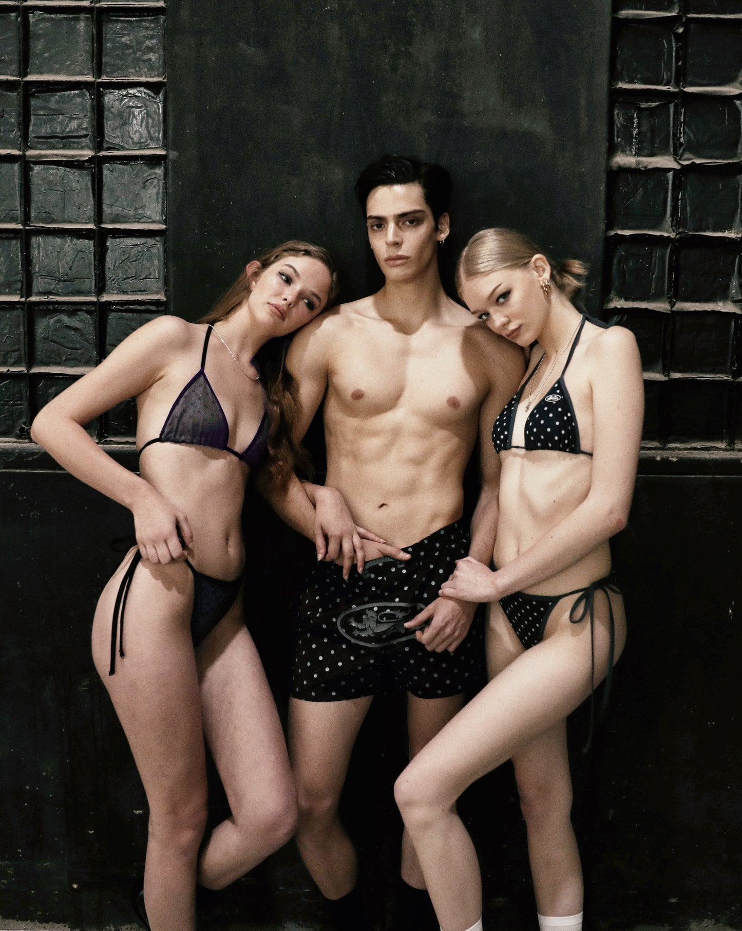 [AQUA] Splash Dot Bikini SET - Charcoal