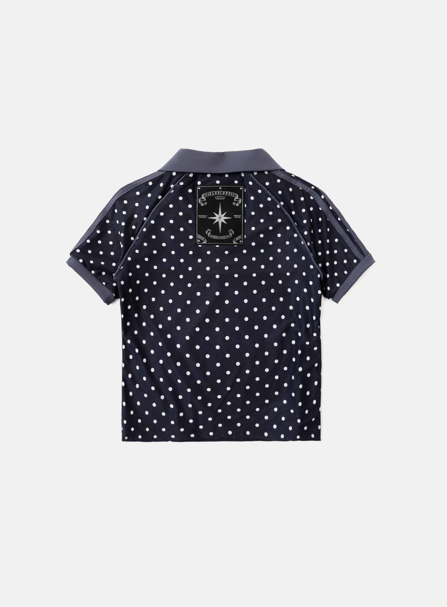 [AQUA] Splash Dot V-Neck Collared T-Shirt - Navy