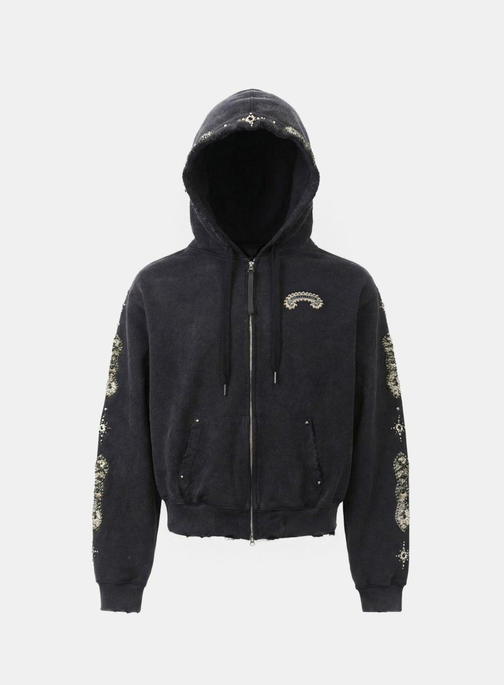 [w-hde25-070] Viper Gemstone Hooded Zip-Up - Black