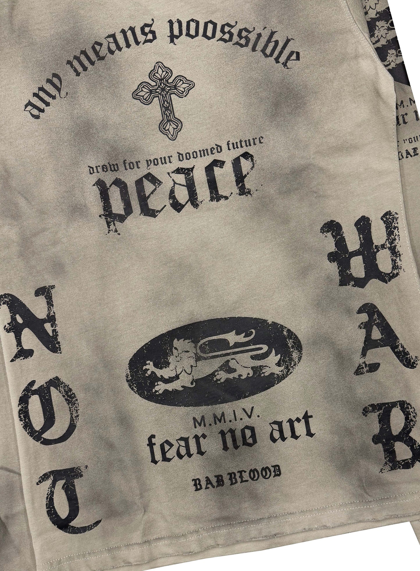 [w-tee26-071] Peace Not War Slim Long Sleeve T-Shirt - Dusty Beige