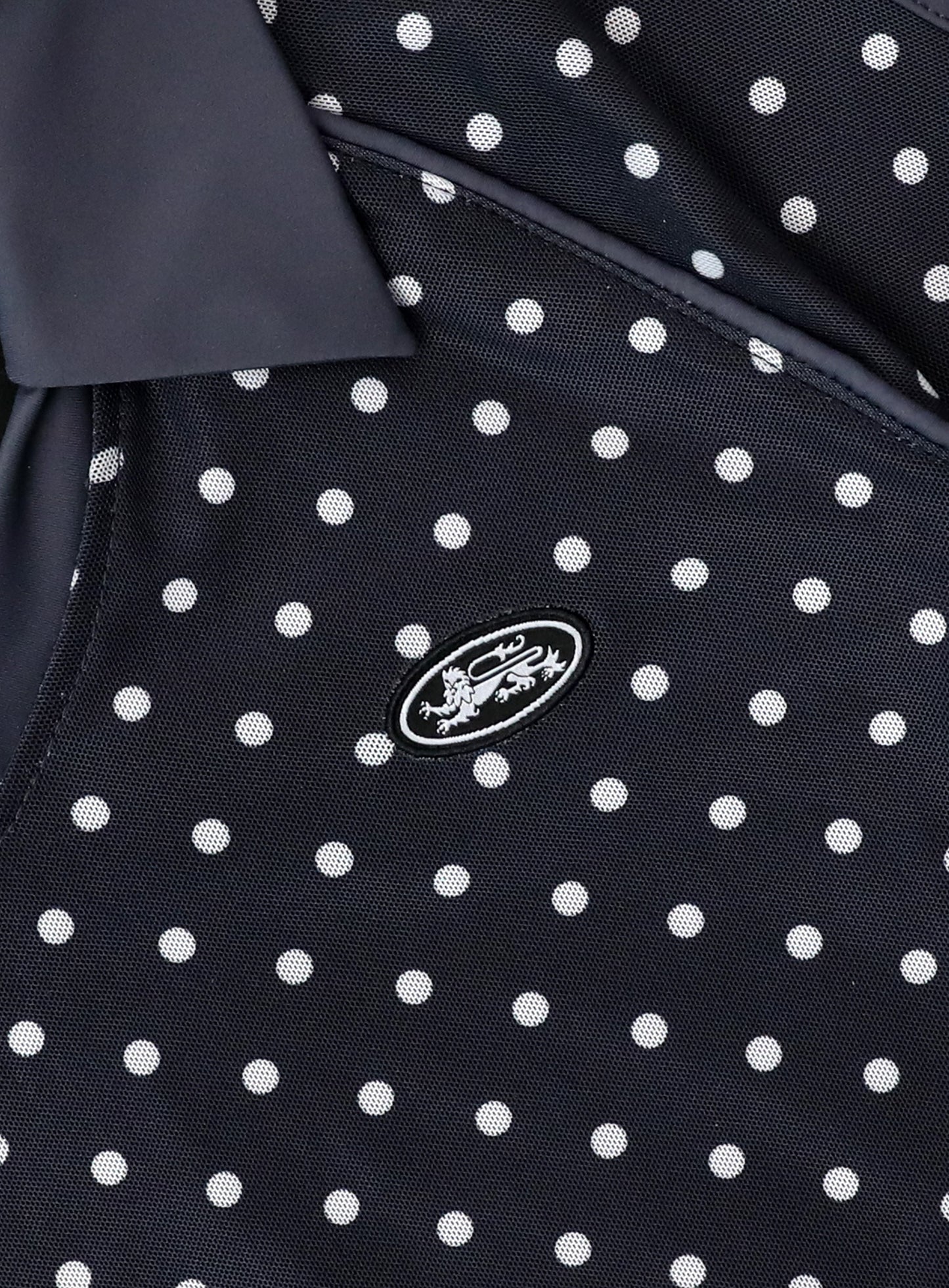 [AQUA] Splash Dot V-Neck Collared T-Shirt - Navy