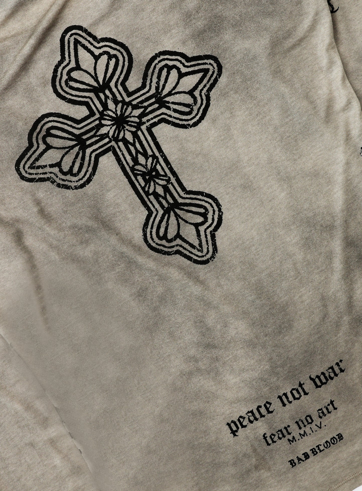[w-tee26-071] Peace Not War Slim Long Sleeve T-Shirt - Dusty Beige