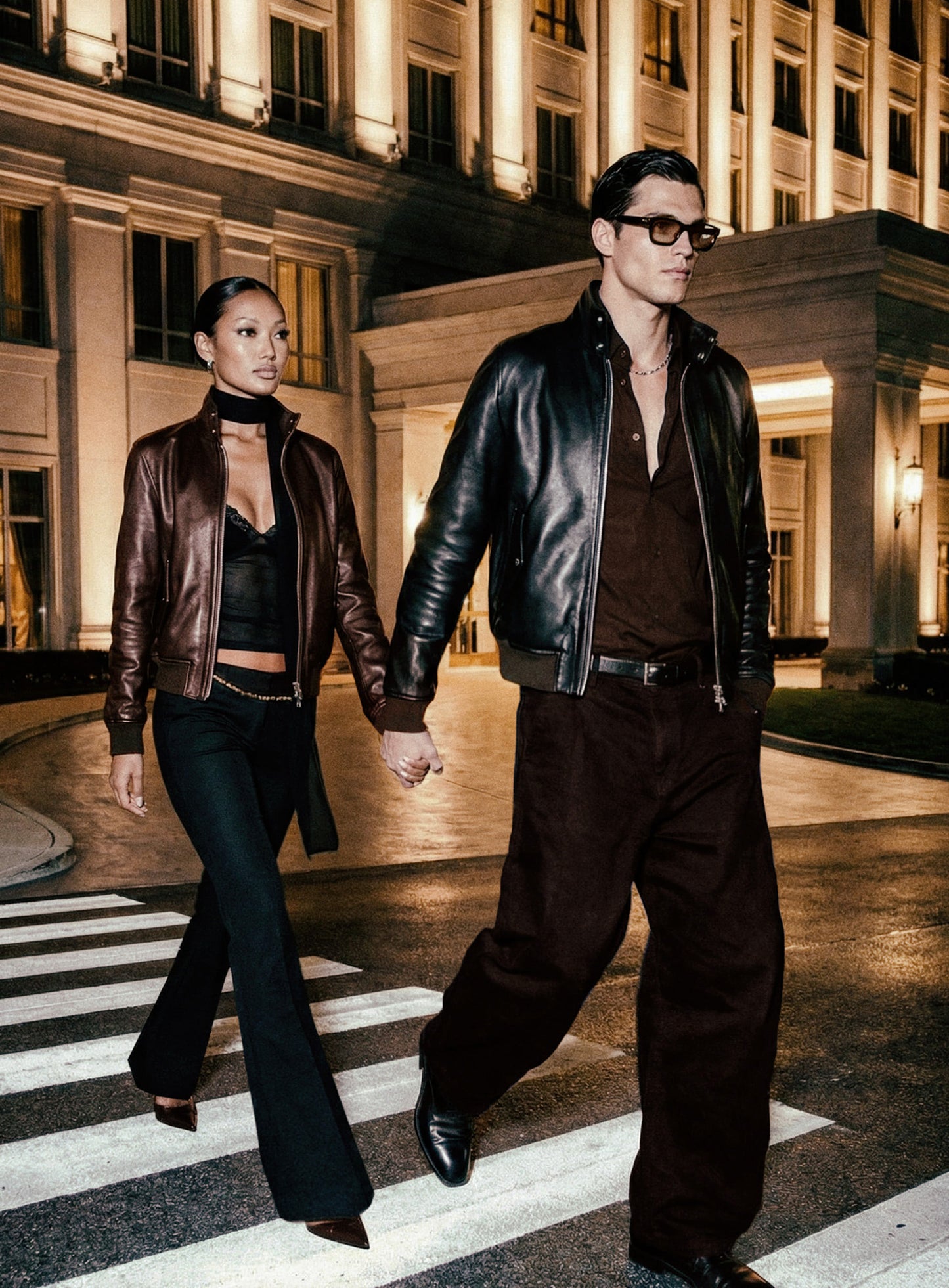 [w-jkt26-015] Leather High-Neck Jacket - Black