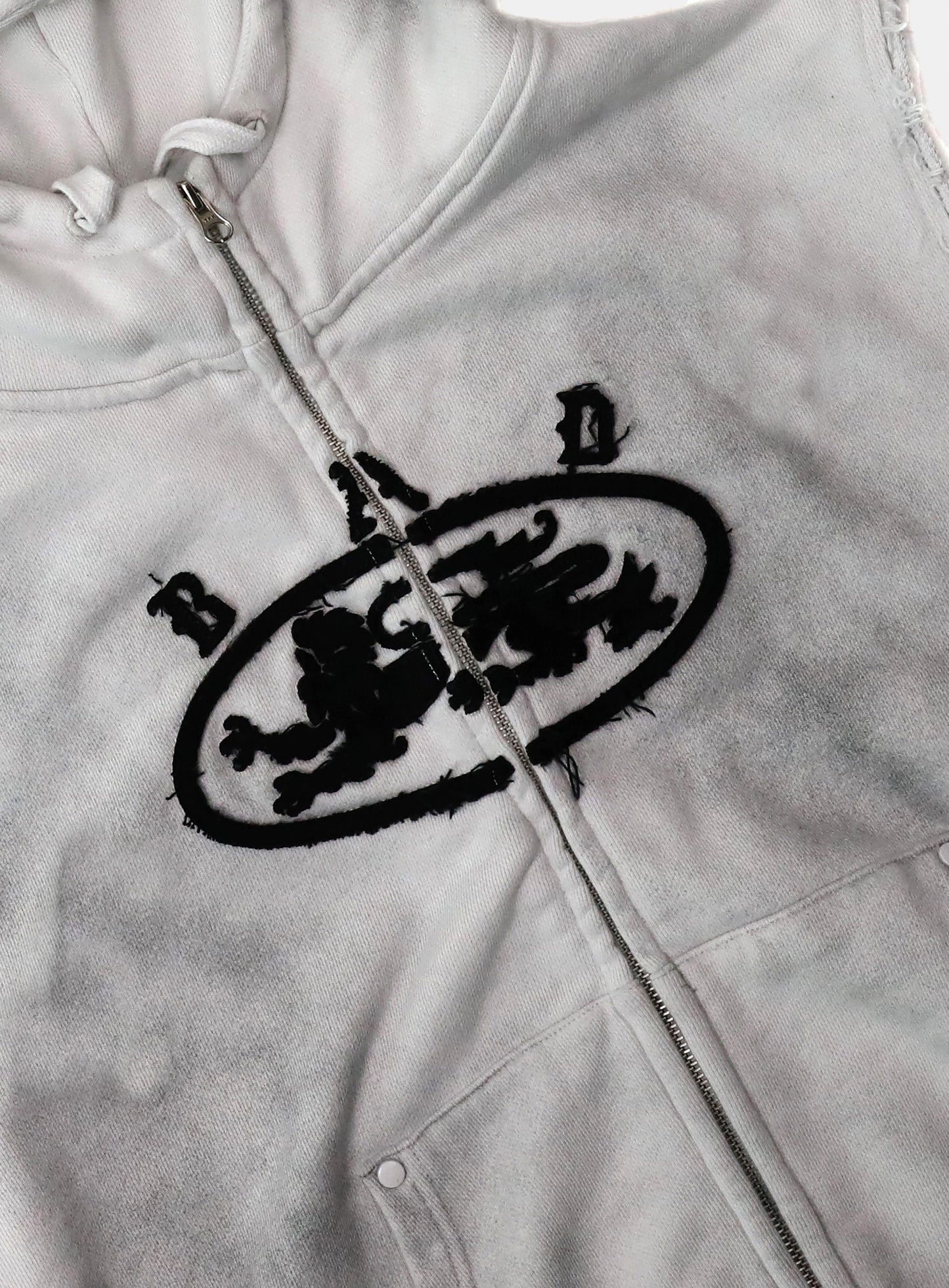 Mystic Patch Sleeveless Hooded Zip-Up - Washed White