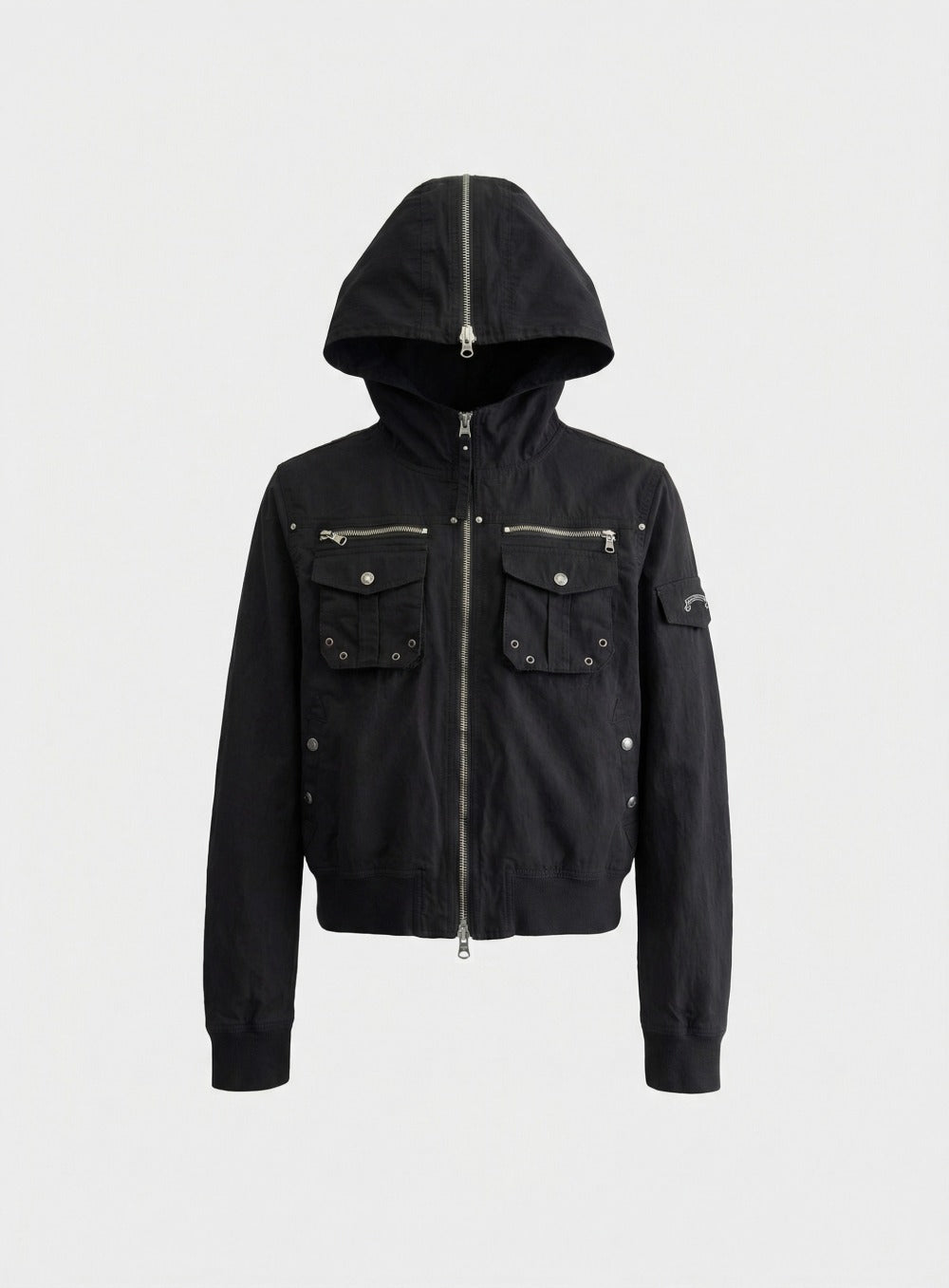 [w-jkt26-025] Daytona Nylon Hooded jacket - Black