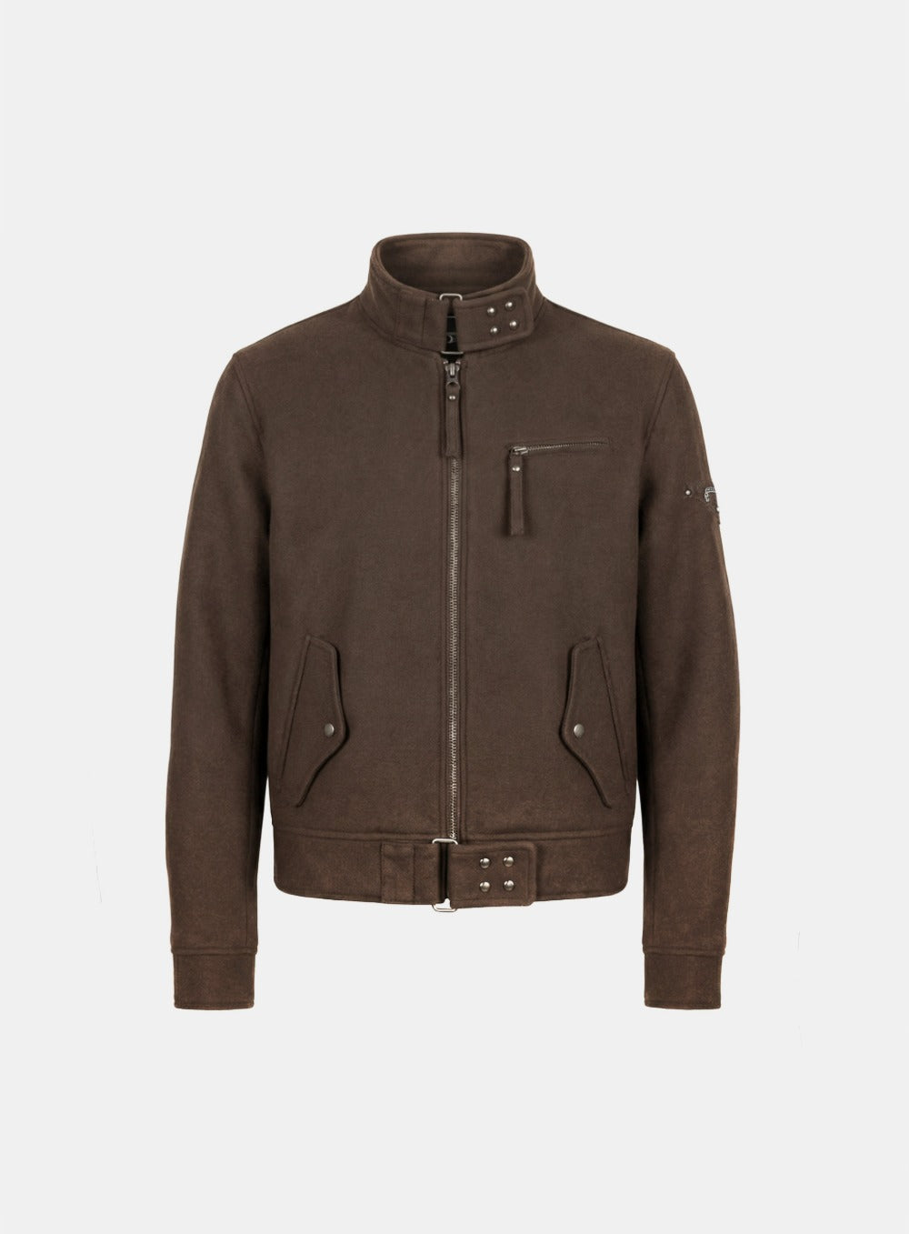[w-jkt25-063] Viper41 Wool High Neck Jacket - Brown