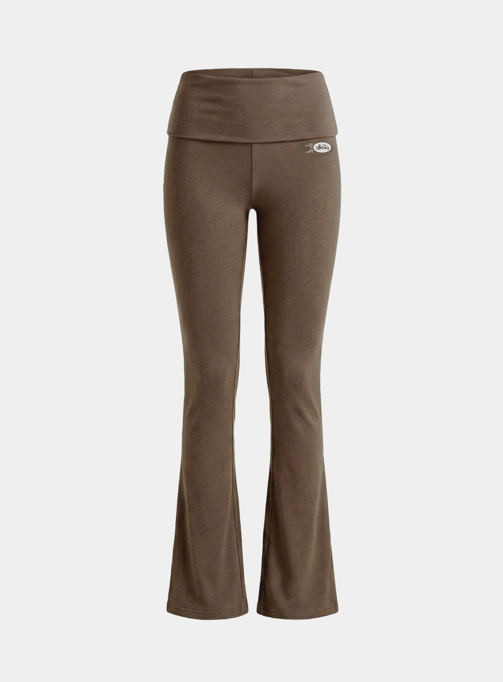 [w-pts26-027] BS Cotton Jersey Essential Fold-Over Bootcut Pants - Brown