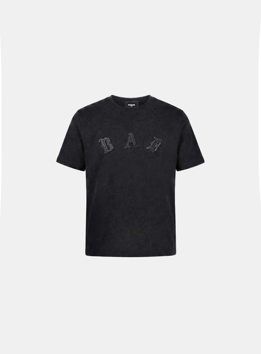 [w-tee26-146] Cosmo Bad Patch Short Sleeve T-Shirt - Dark Gray