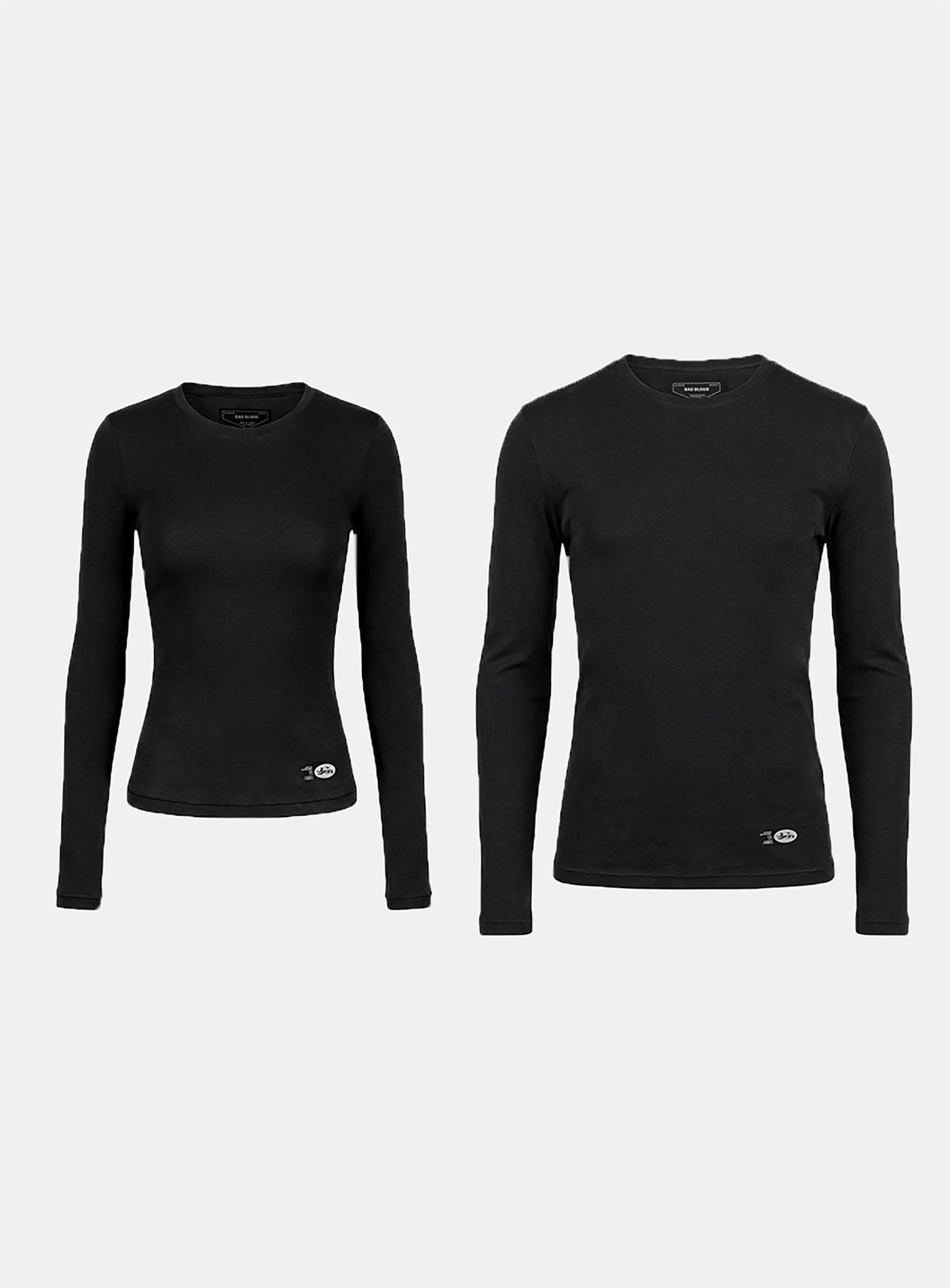 [w-tee26-050] BS Cotton Jersey Fitted Long Sleeve T-Shirt - Black
