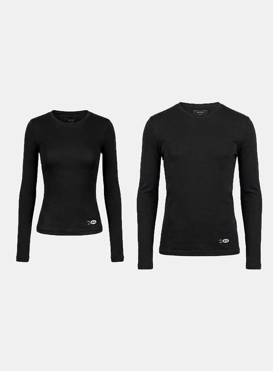 [w-tee26-050] BS Cotton Jersey Fitted Long Sleeve T-Shirt - Black