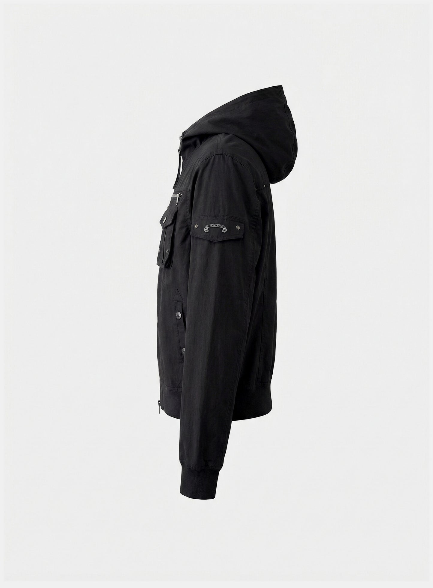 [w-jkt26-025] Daytona Nylon Hooded jacket - Black