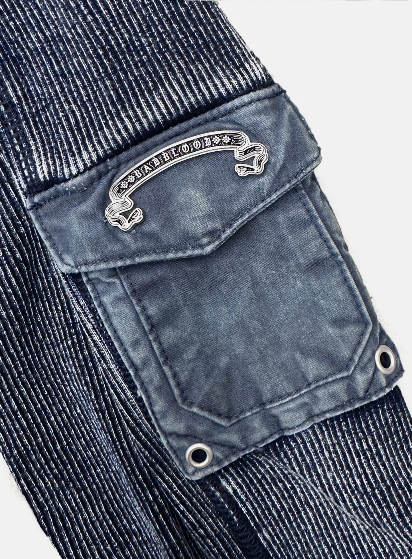 [w-tee26-008] Viper Cotton Rib Henley Neck Long Sleeve - Blue