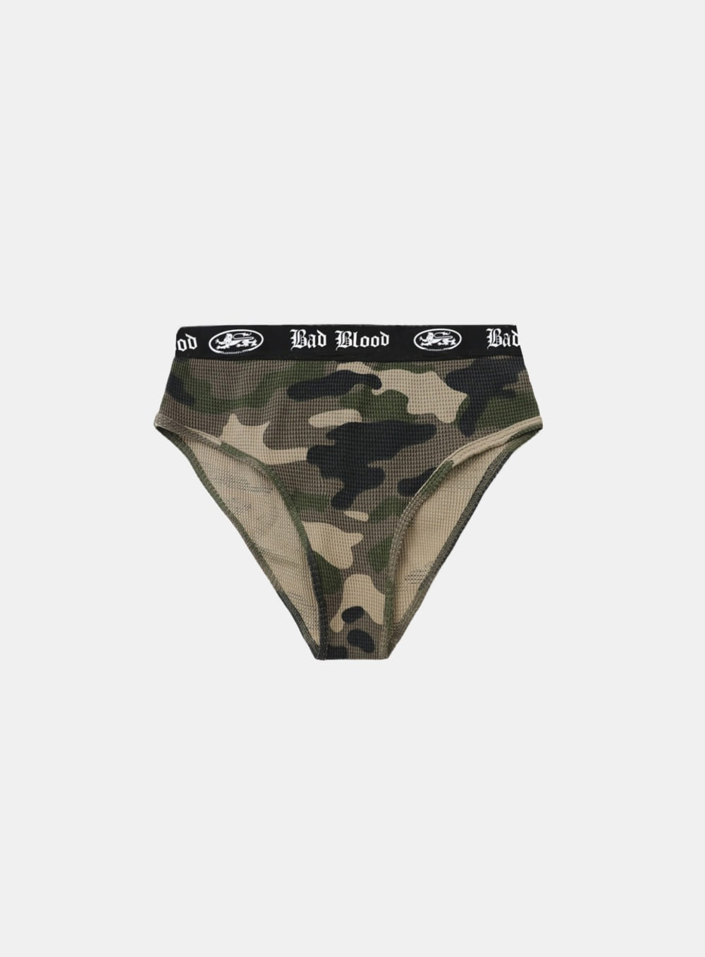 [w-pnt25-010] Mystic Waffle Knit Briefs - Green Camo
