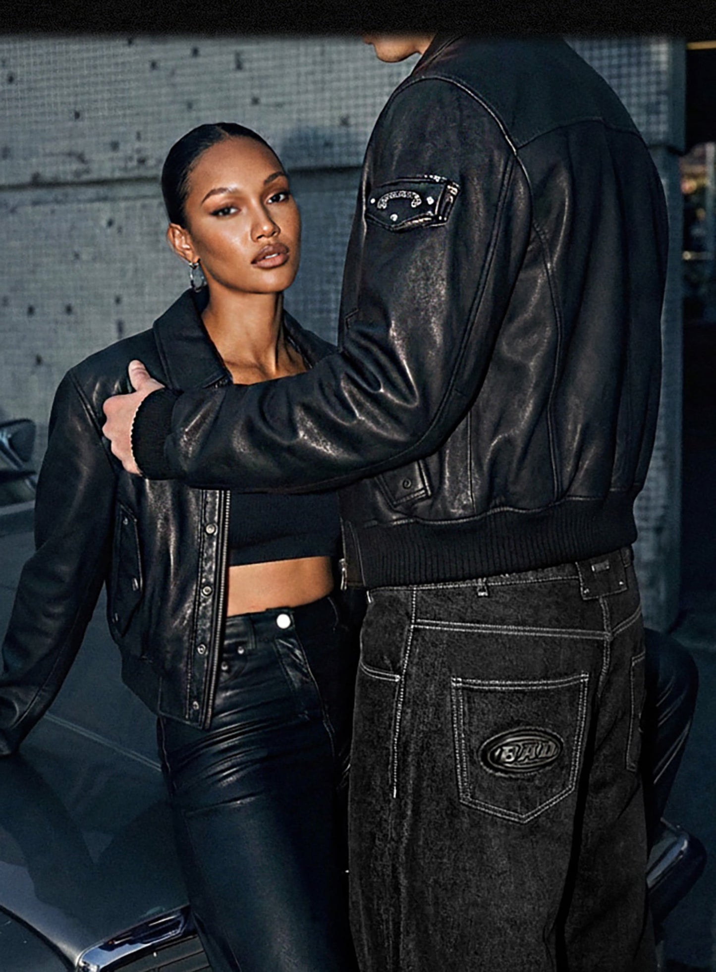 [w-jkt25-068] Monza Eyelet Bomber Jacket - Black Leather