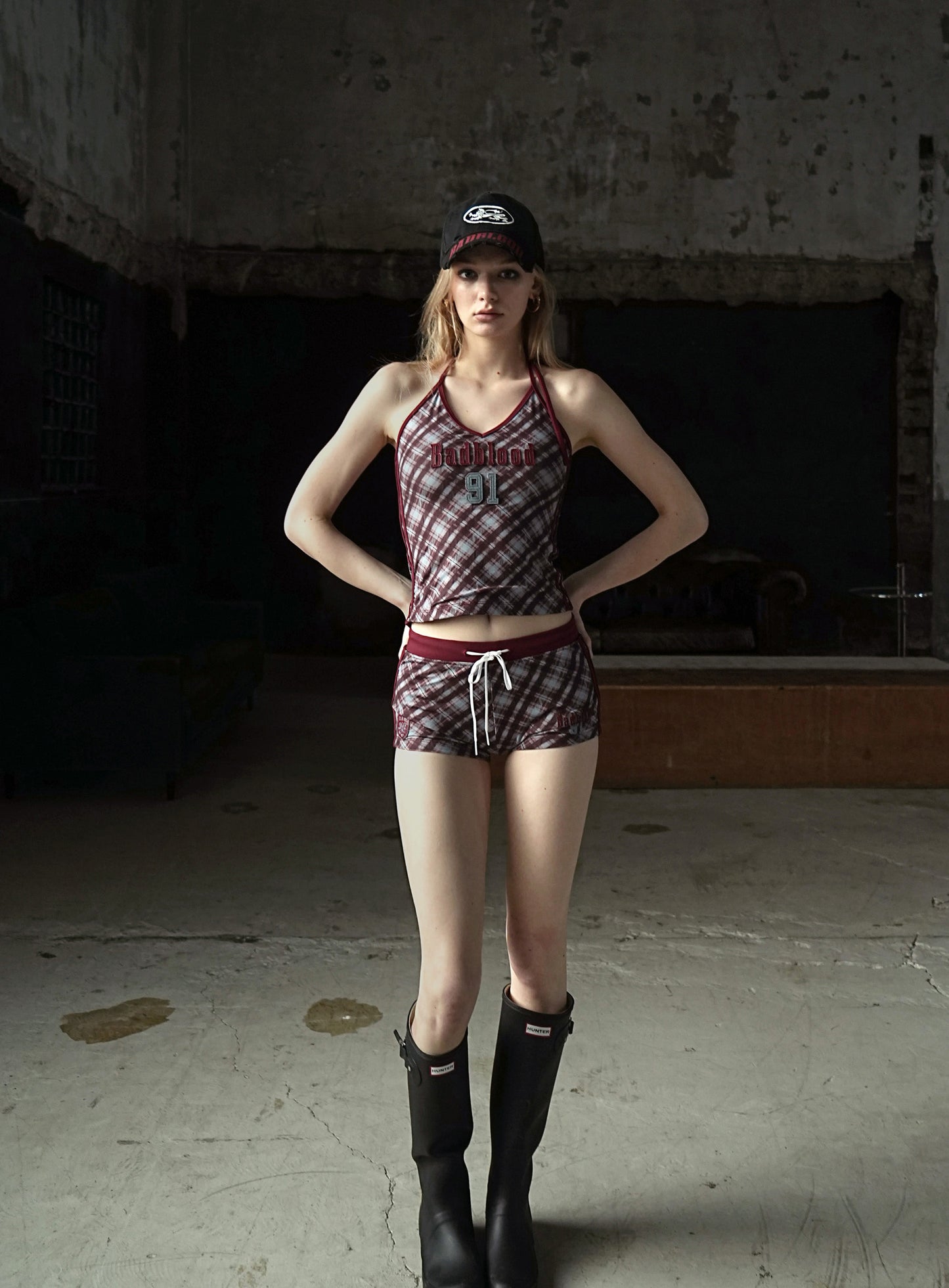 [AQUA] Vintage Club Boy Shorts - Checked Red