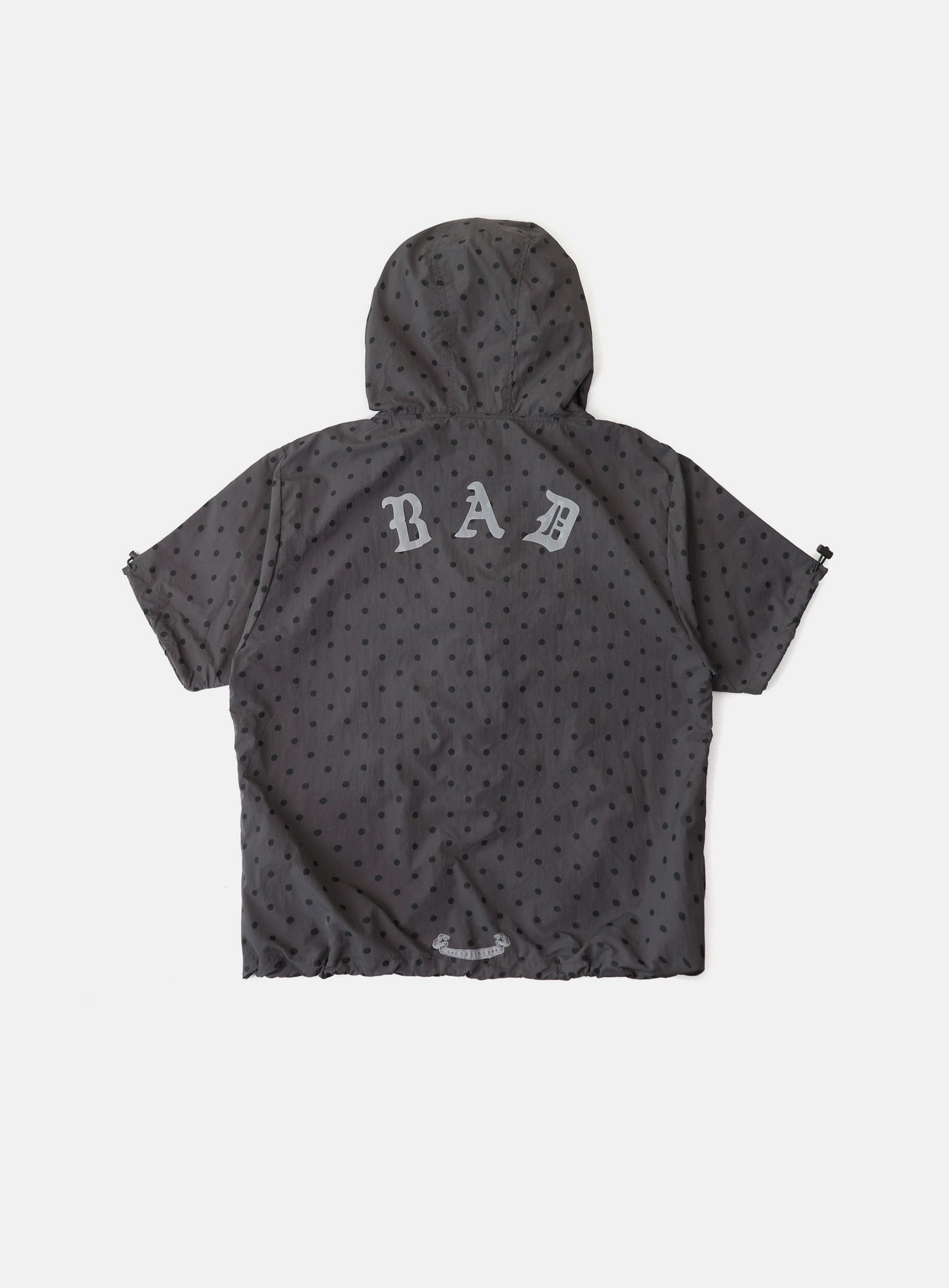 Mystic Nylon Reflective Short Sleeve Hooded Zip-Up - Charcoal Dot