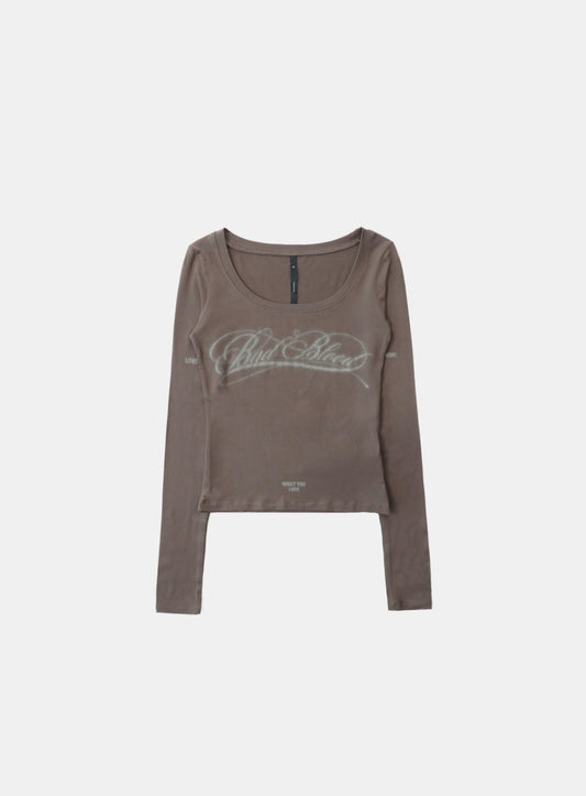 Dark Classic Scoop Neck Long Sleeve - Tobacco