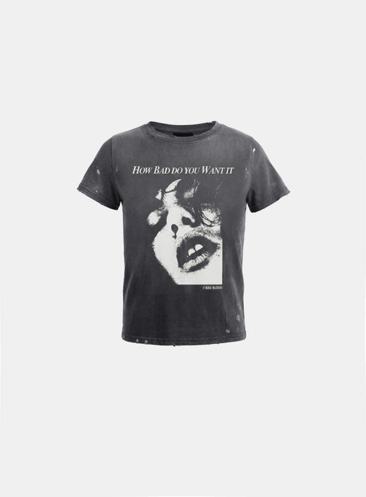 [w-tee26-143] Portrait of a Wild Thing Short Sleeve T-Shirt - Charcoal