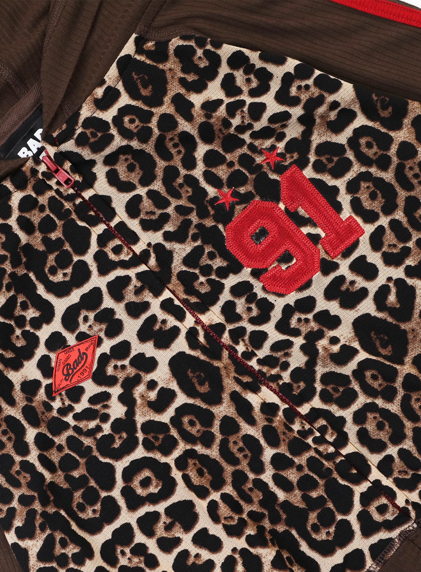 Jersey hooded zip-up - leopard