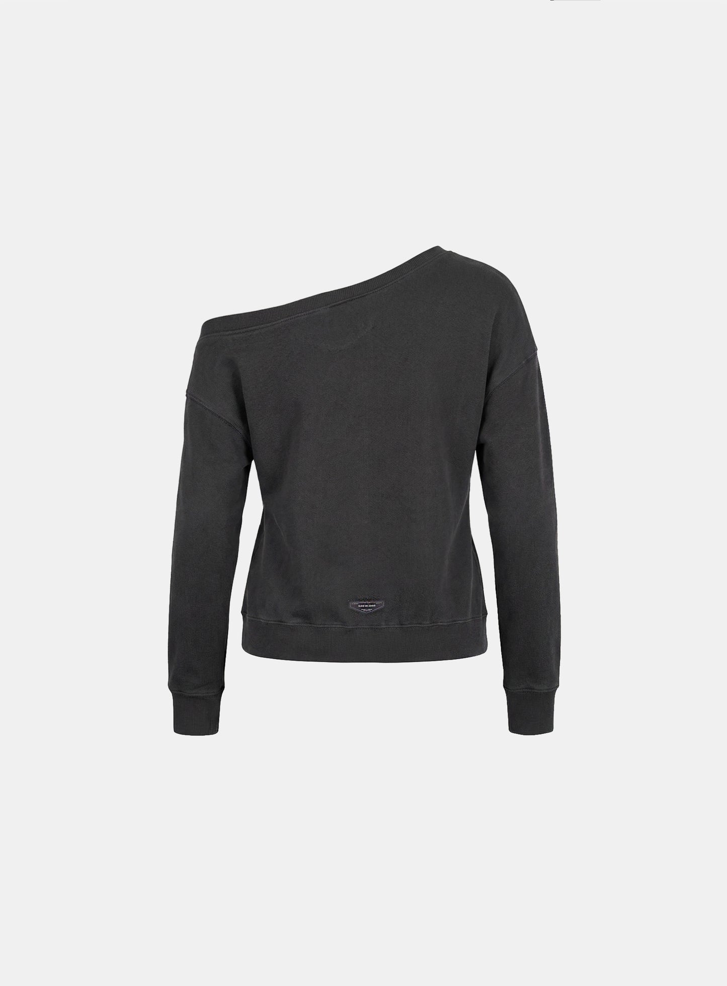 [w-sweatshirt26-003] BS Soft Terry Off-the-Shoulder Sweatshirt - Charcoal