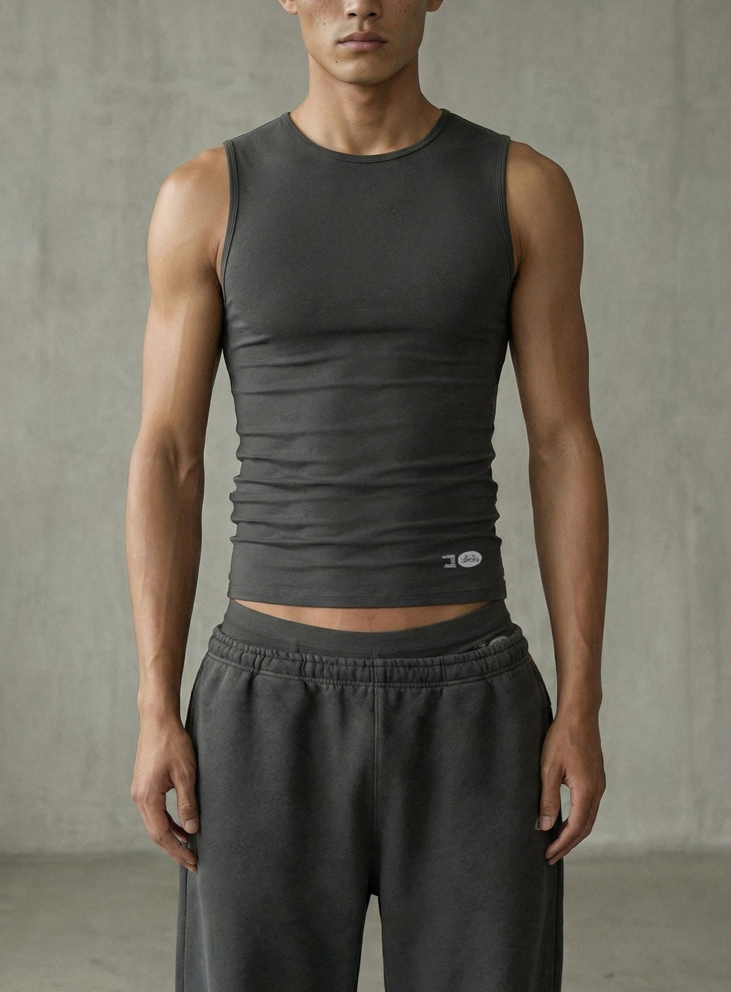 [w-tnk26-013] BS Cotton Jersey Classic Tank - Charcoal