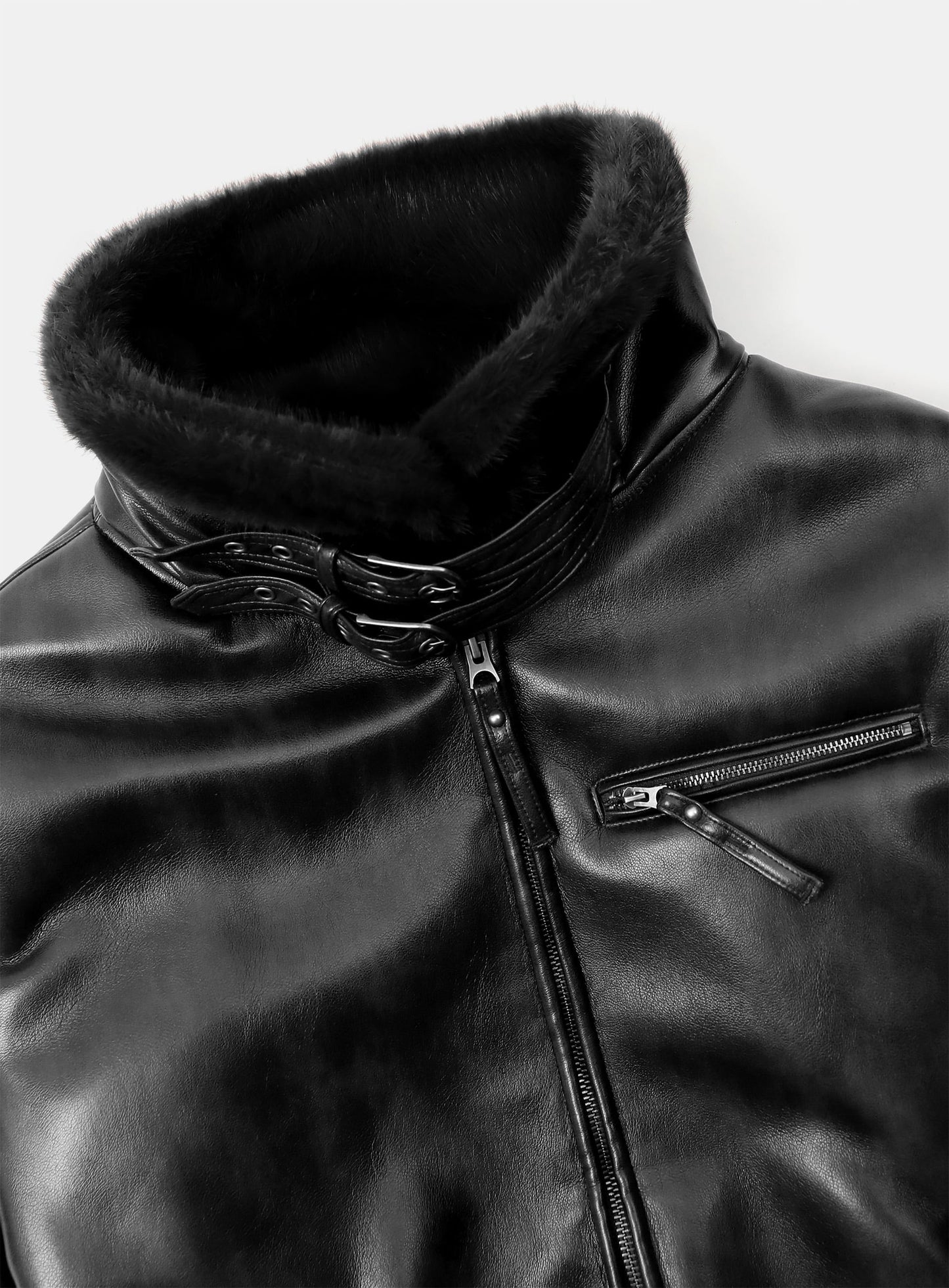 [w-jkt25-064] Viper21 Shearling Mustang Bomber Jacket - Washed Black