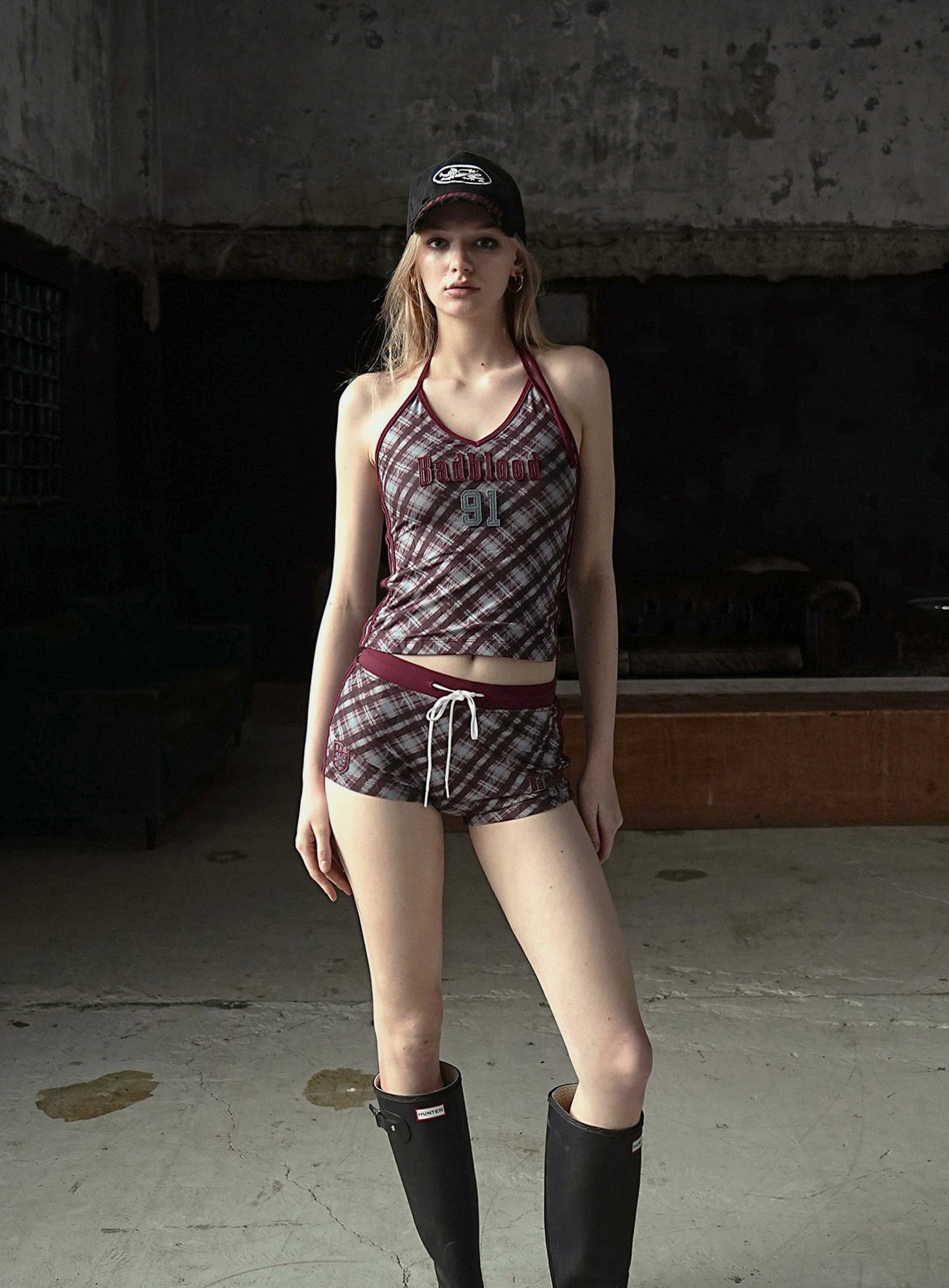 [AQUA] Vintage Club Boy Shorts - Checked Red