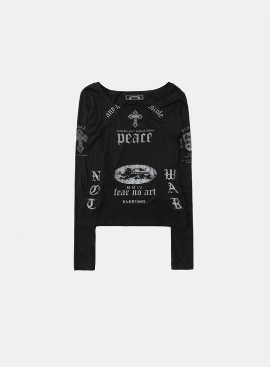 PEACE NOT WAR Loose Fit Tee - Dusty Black