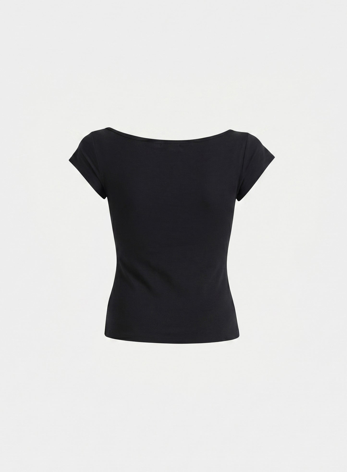 [w-tee26-254] Arcangel Graphic Boat Neck 1/2 T-shirt - Black