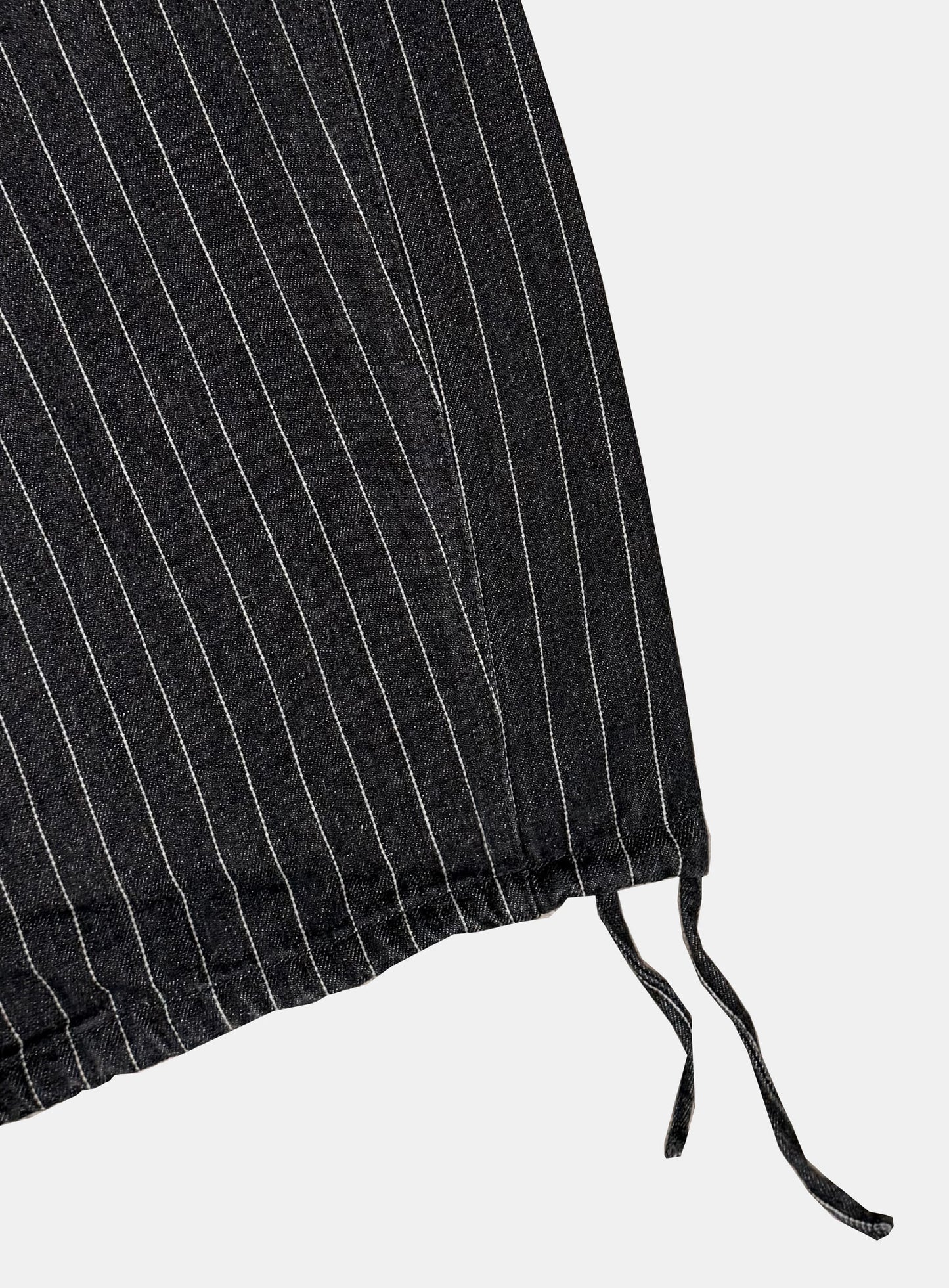 [w-pts25-107] 0519 Shinchiback Curved Pants - Black/Striped