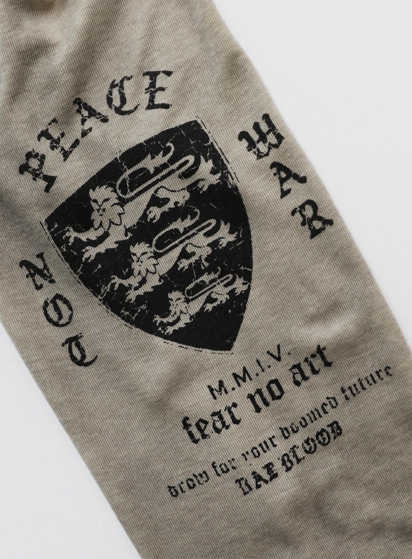 [w-tee26-071] Peace Not War Slim Long Sleeve T-Shirt - Dusty Beige