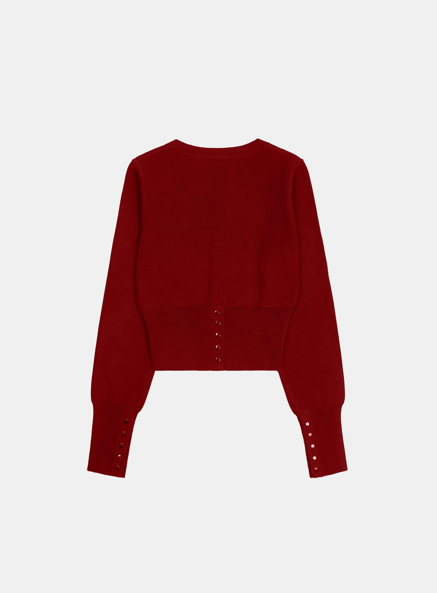 Pure Classic Button Up Round Cardigan - Red