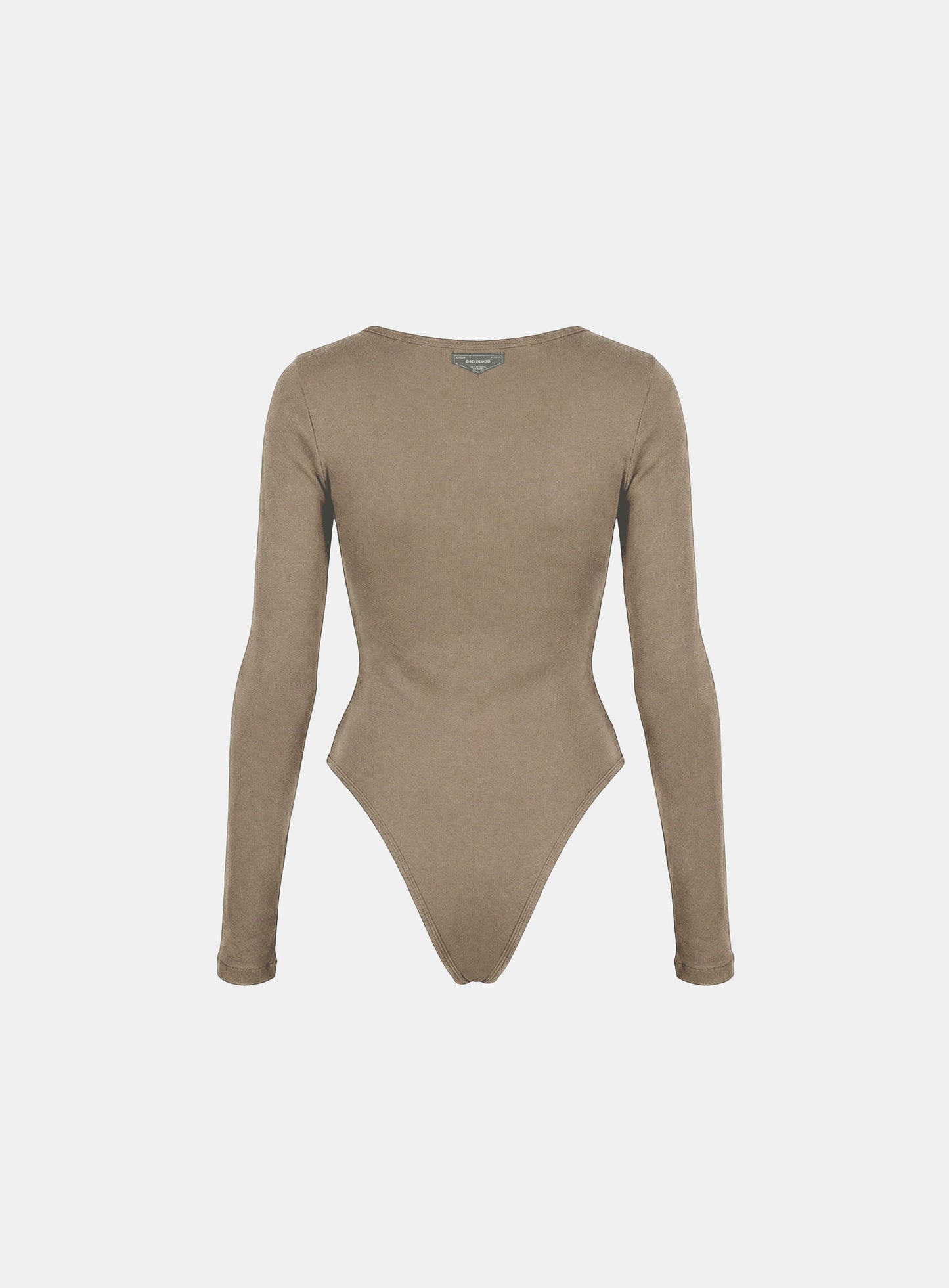 [w-jst26-001] BS Cotton Jersey Henley Neck Bodysuit - Tobacco