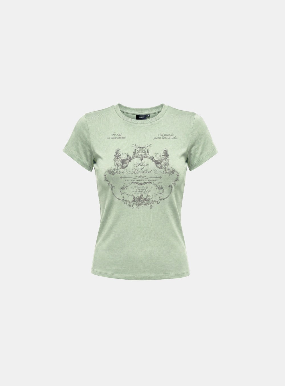 [w-tee26-222] H.B.B. Garden Graphic 1/2 T-Shirt - Mint Green