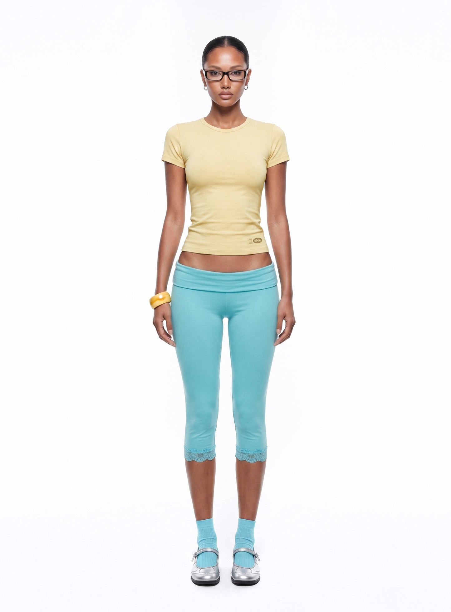 [w-tee26-194] Everyday Crew Neck Short Sleeve T-Shirt - Yellow