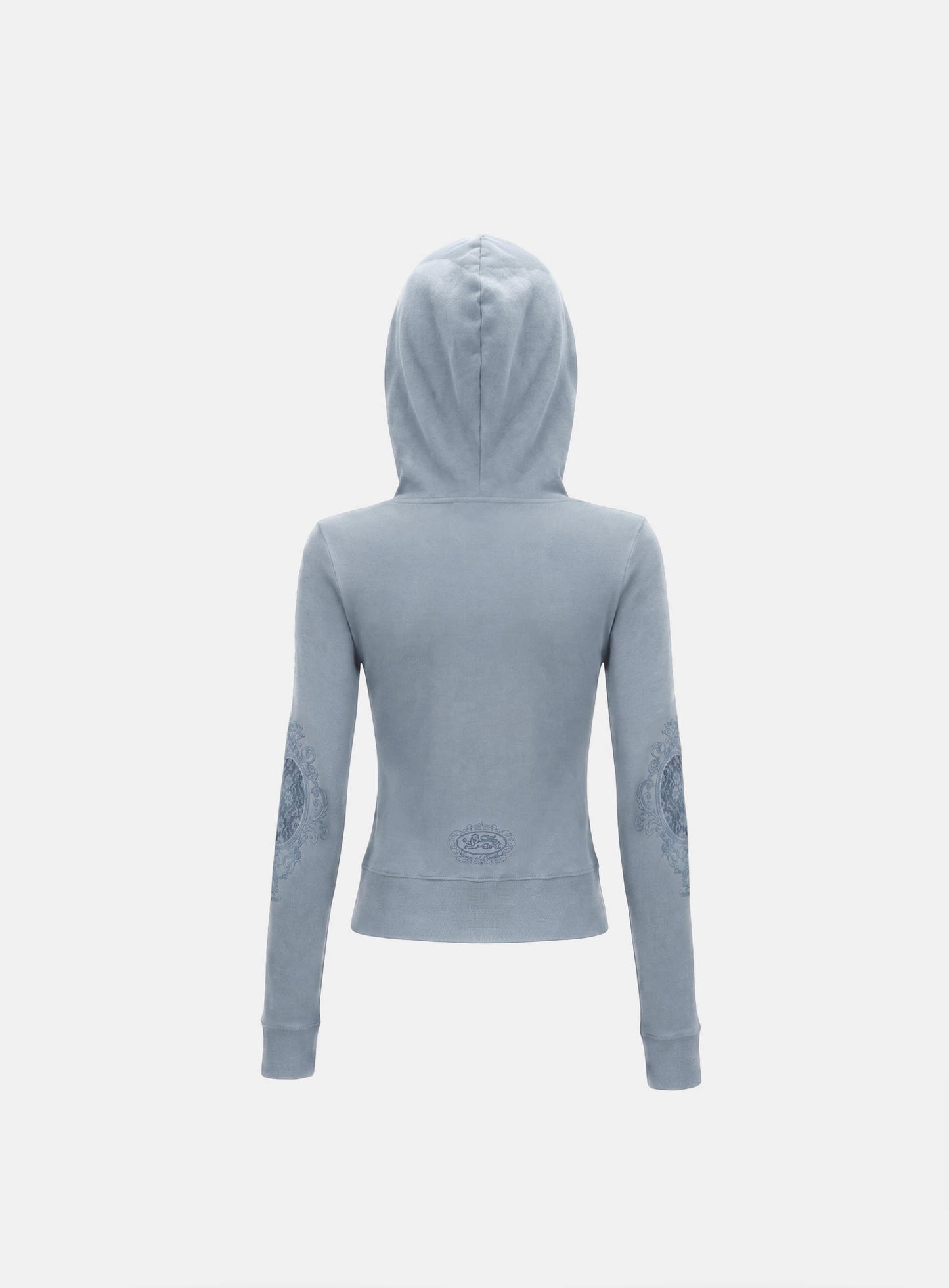 [w-hde26-054] H.B.B. Royal Lace Rhinestone Hooded Zip-Up - Blue