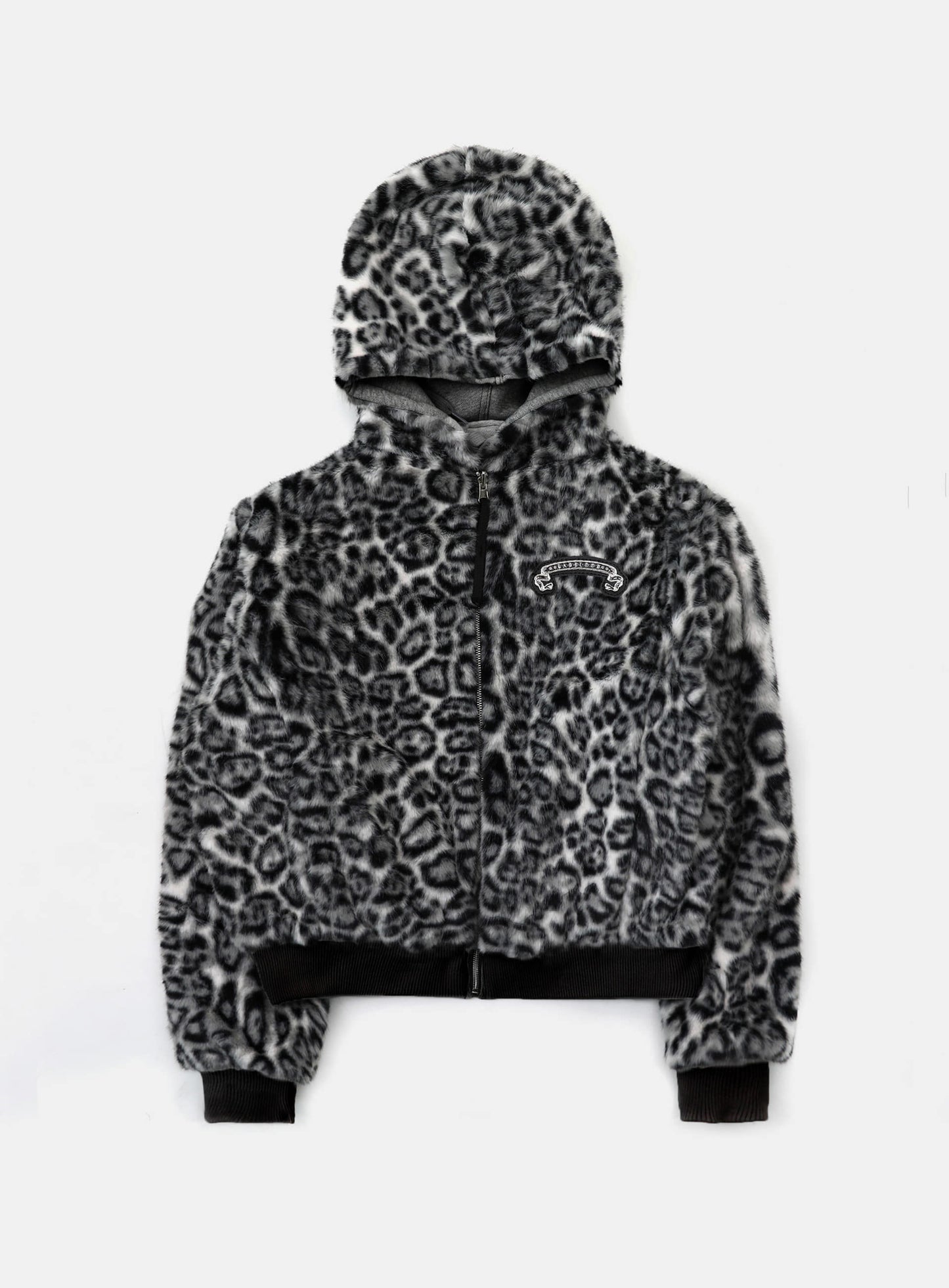 Mystic11 Reversible Fur Hooded Jacket - Grey/White Leopard