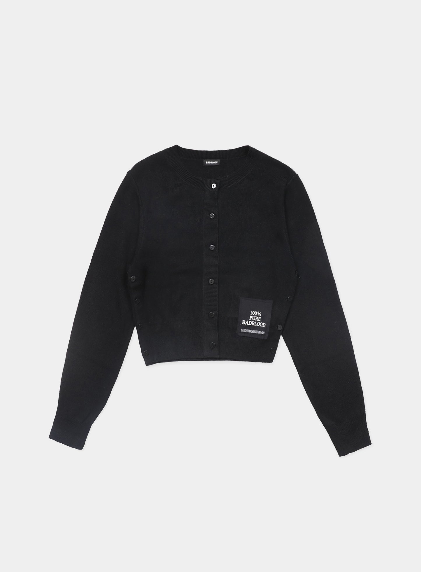 Pure Crew Neck Cardigan - Black