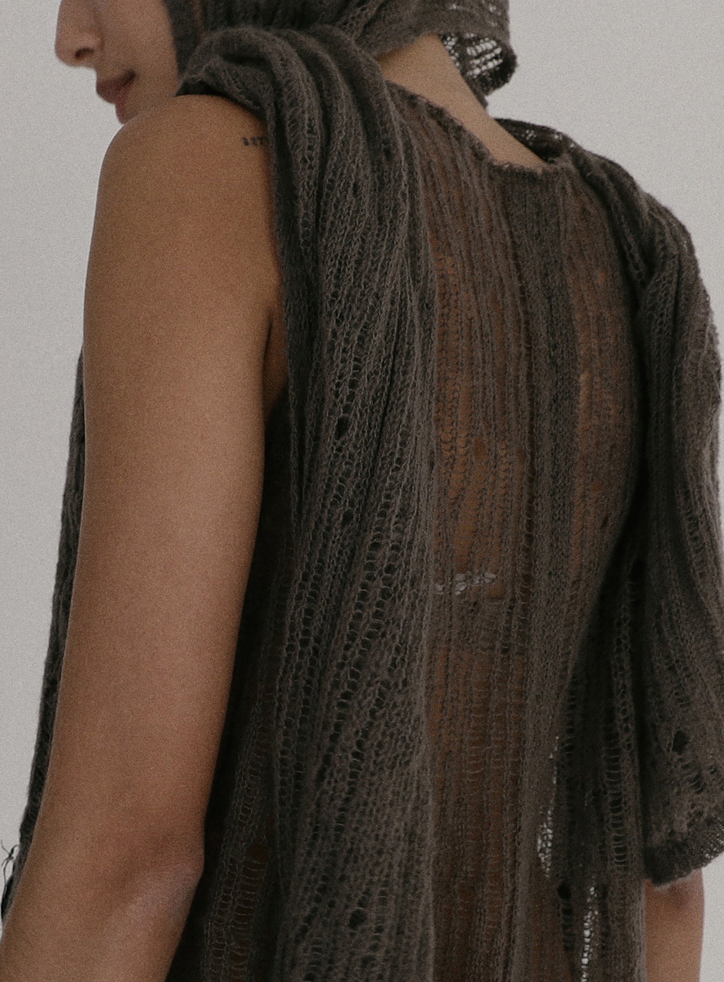 Ripped Knit Tank Sweater – Khaki