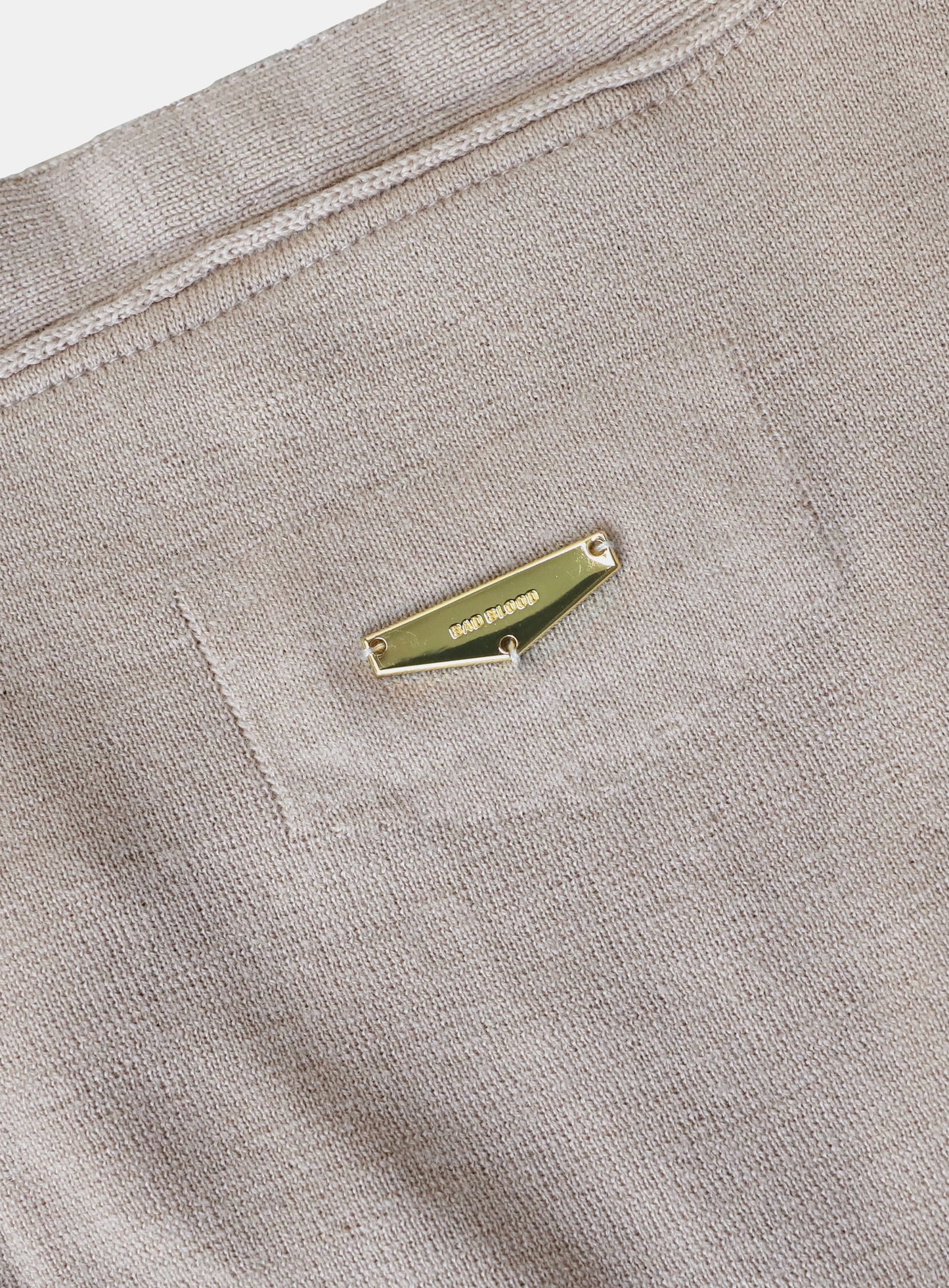 [w-knt26-016] Fine Merino Wool V-Neck Cardigan - Sand