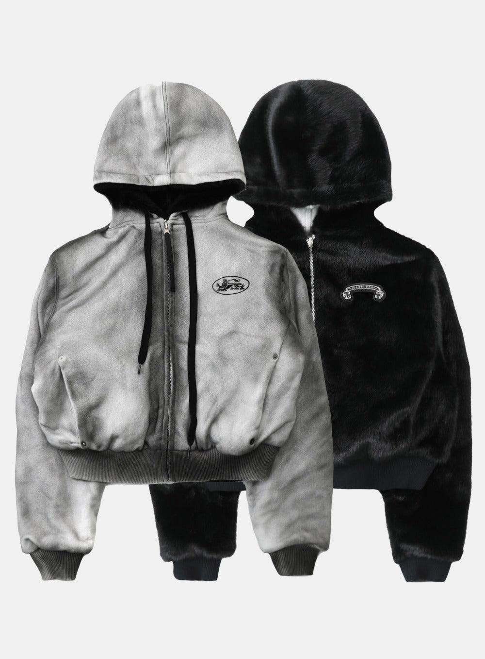 Mystic11 Reversible Fur Hooded Jacket - White/Black