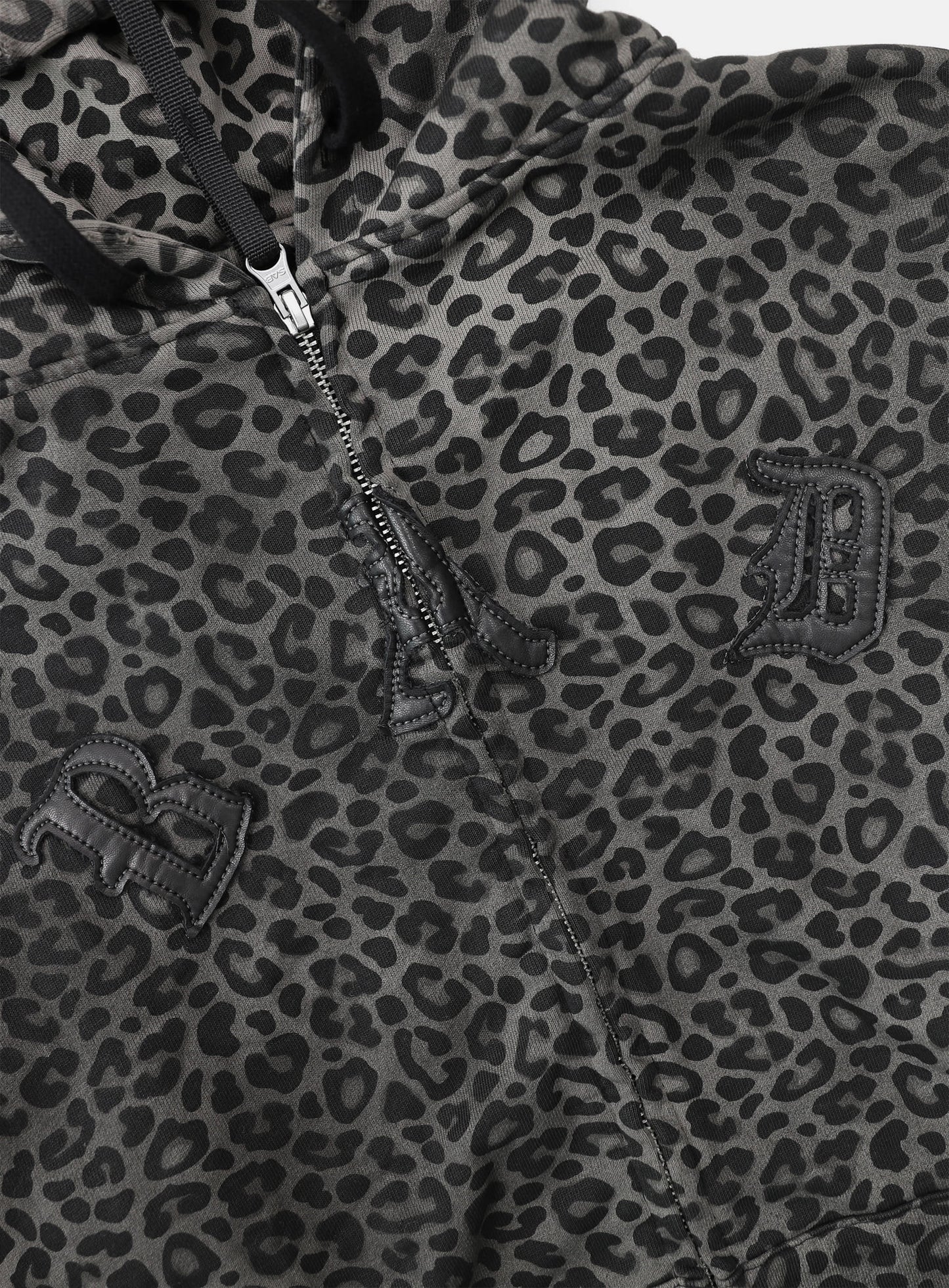 Cosmo Patch Hooded Zip-Up - Black Leopard